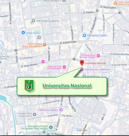 Location Map (Google Map) UNAS Program Kuliah Sore Malam Nomor